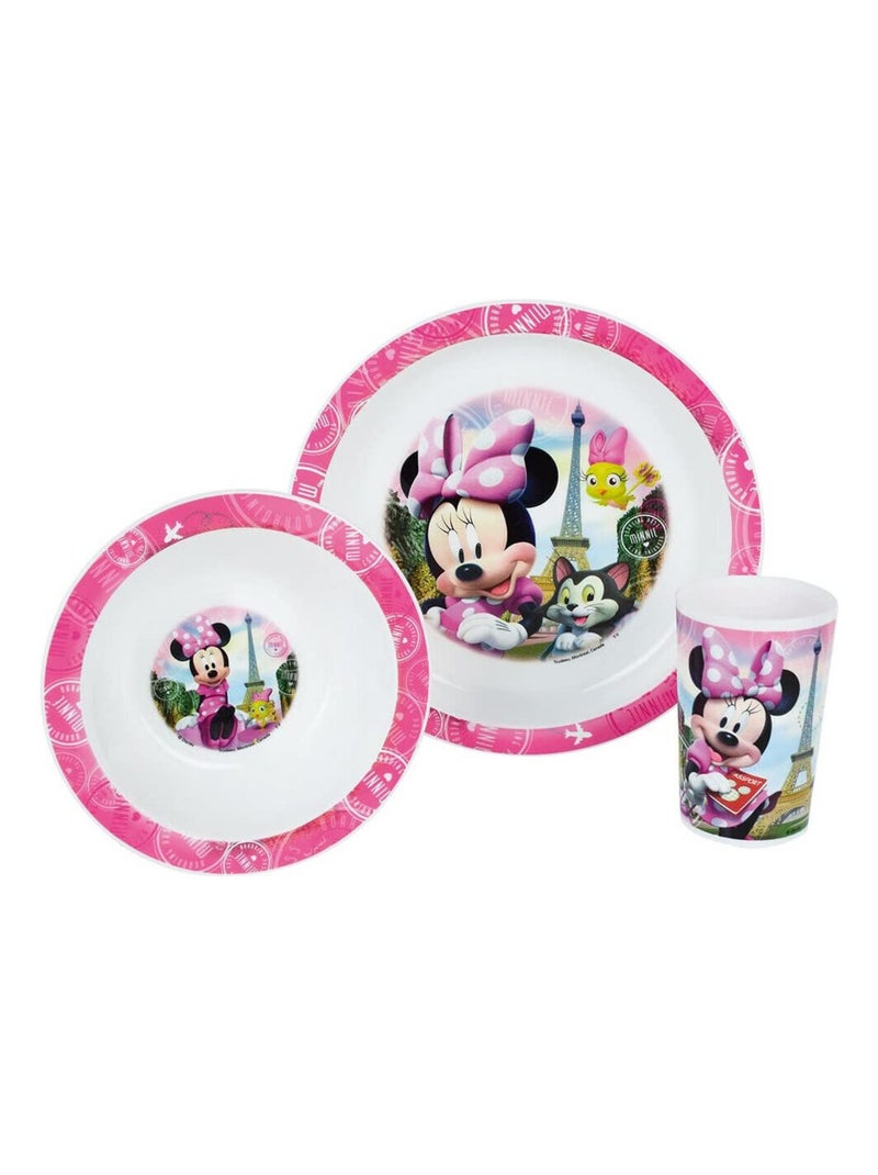 Minnie ensemble repas incluant 1 verre 220 ml, 1 assiette et 1 bol micro-ondables pour enfant Multicolore - Kiabi