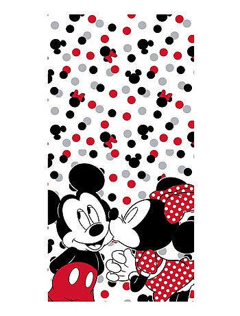 Minnie et Mickey, Serviette de Bain Enfant Imprimé 100% Coton, LOVE