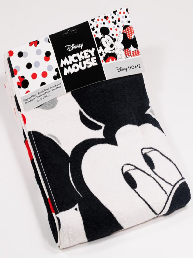 Minnie et Mickey, Serviette de Bain Enfant Imprimé 100% Coton, LOVE Blanc - Kiabi