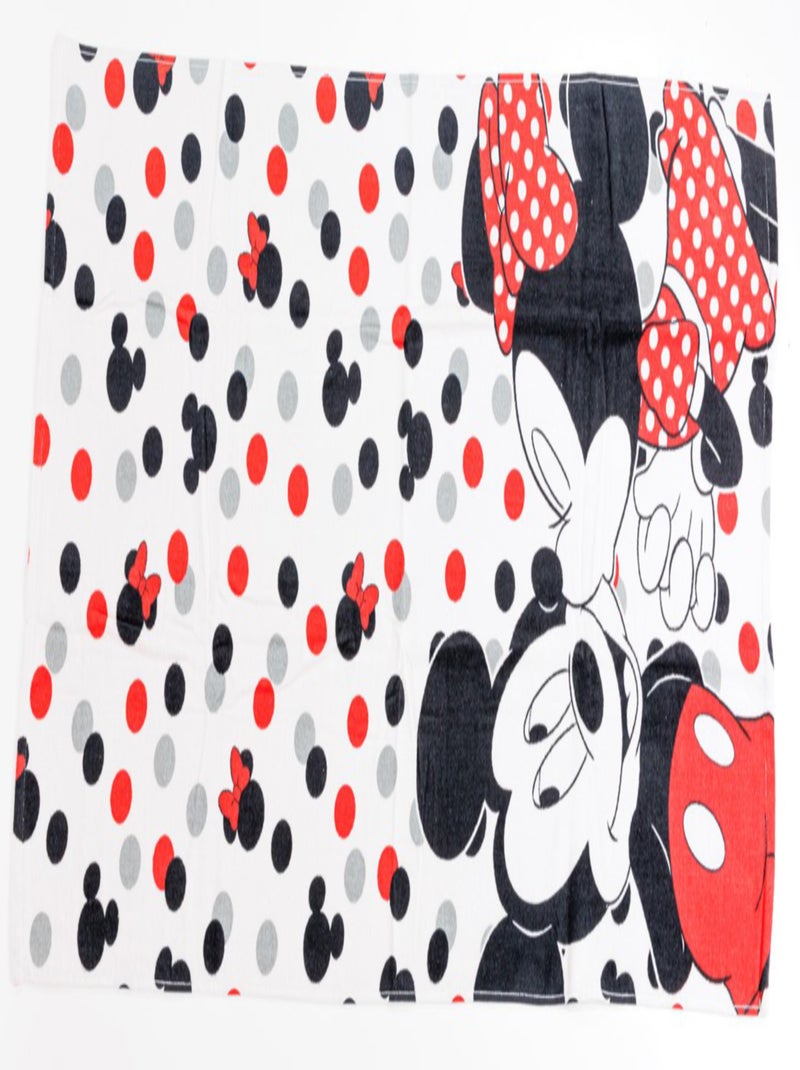 Minnie et Mickey, Serviette de Bain Enfant Imprimé 100% Coton, LOVE Blanc - Kiabi