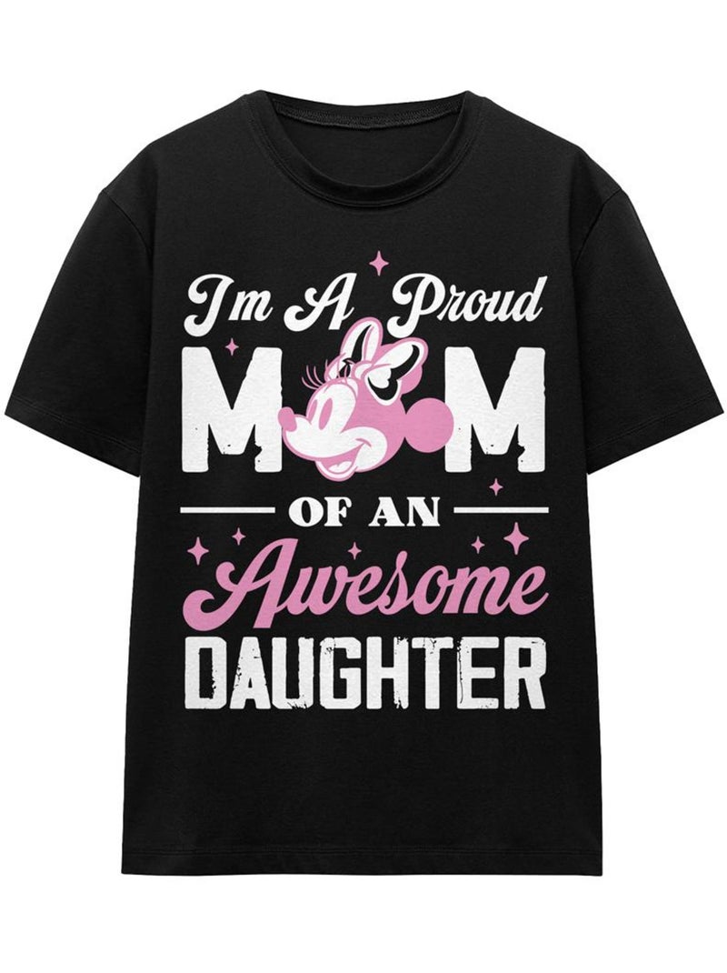 Minnie Mouse - T-shirt PROUD MOM, AWESOME DAUGHTER Noir - Kiabi