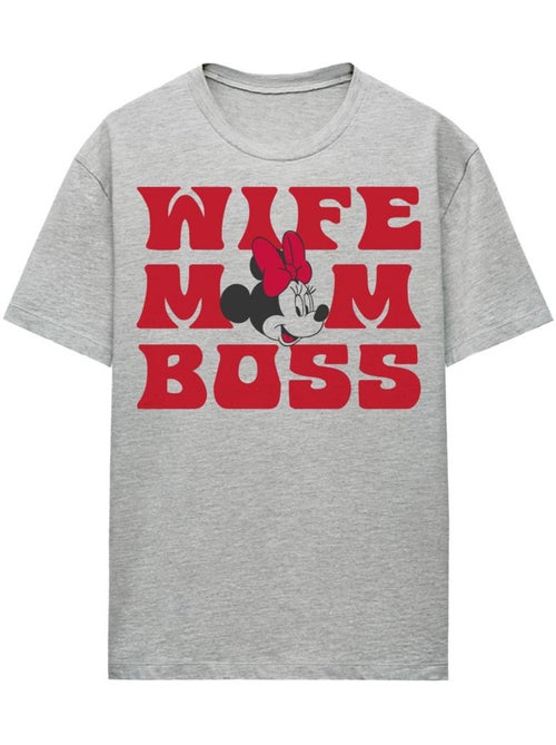 Minnie Mouse - T-shirt WIFE MOM BOSS - Kiabi