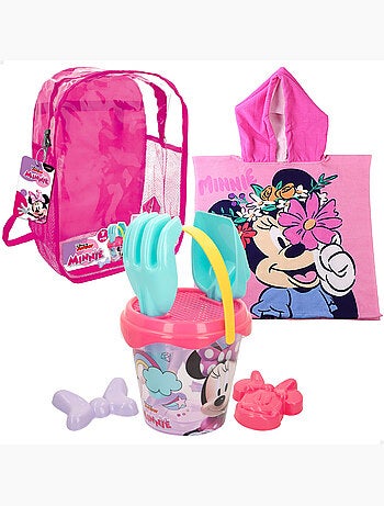 Minnie seau de plage avec accessoires sac à dos et poncho