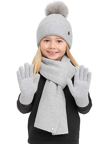 Minoti - Ensemble bonnet, gants et écharpe motif/style côtelé