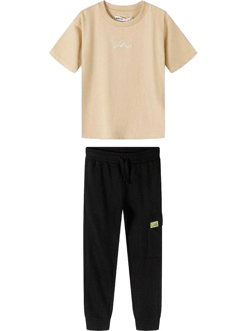 Minoti - Ensemble haut et pantalon de jogging manches courtes motif/style uni Noir - Kiabi