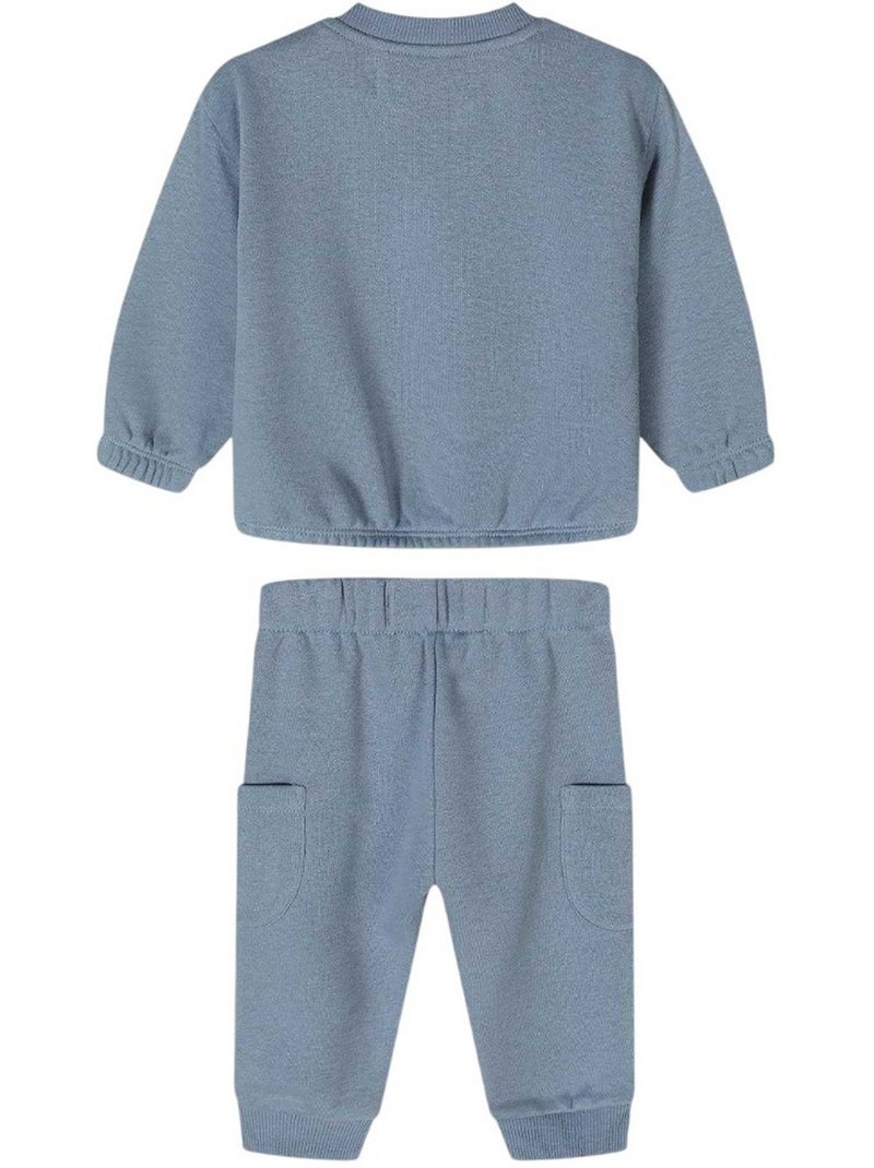 Minoti - Ensemble Sweat et pantalon de jogging manches longues motif/style brodé Bleu clair - Kiabi