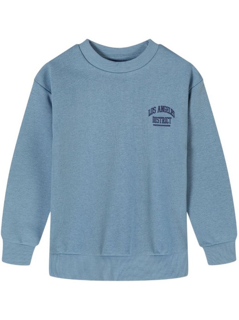 Minoti - Ensemble Sweat et pantalon de jogging motif/style texte Bleu clair - Kiabi