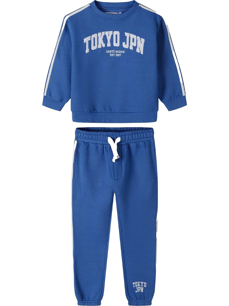 Minoti - Ensemble Sweat et pantalon de jogging motif/style texte Bleu - Kiabi