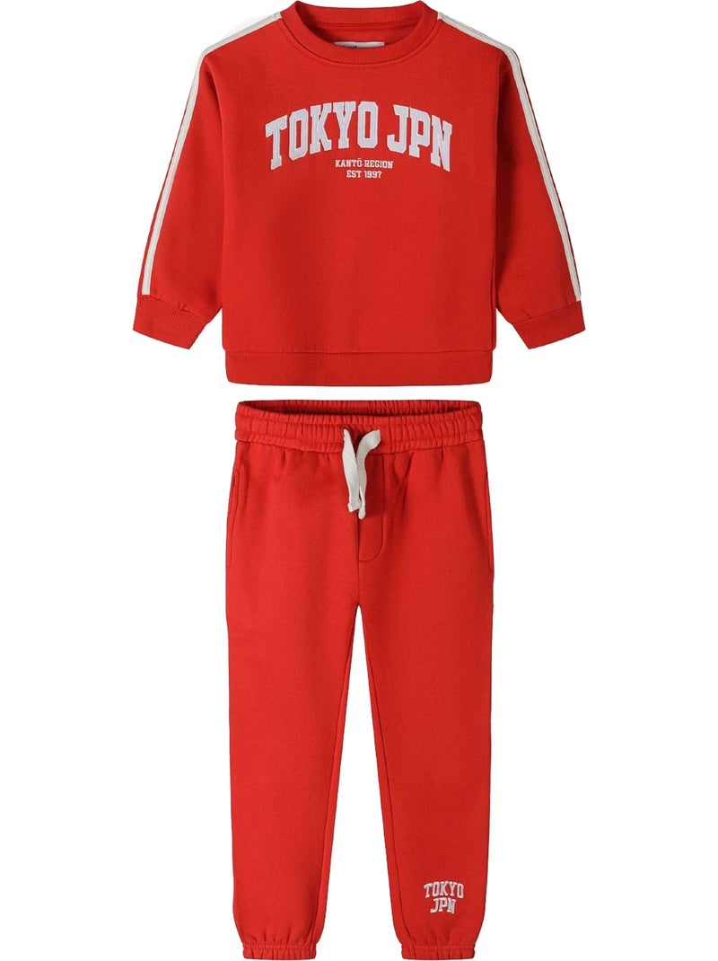 Minoti - Ensemble Sweat et pantalon de jogging motif/style texte Rouge - Kiabi