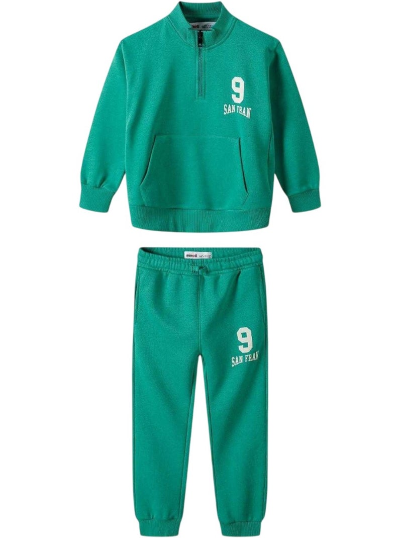 Minoti - Ensemble Sweat et pantalon de jogging motif/style uni Vert - Kiabi