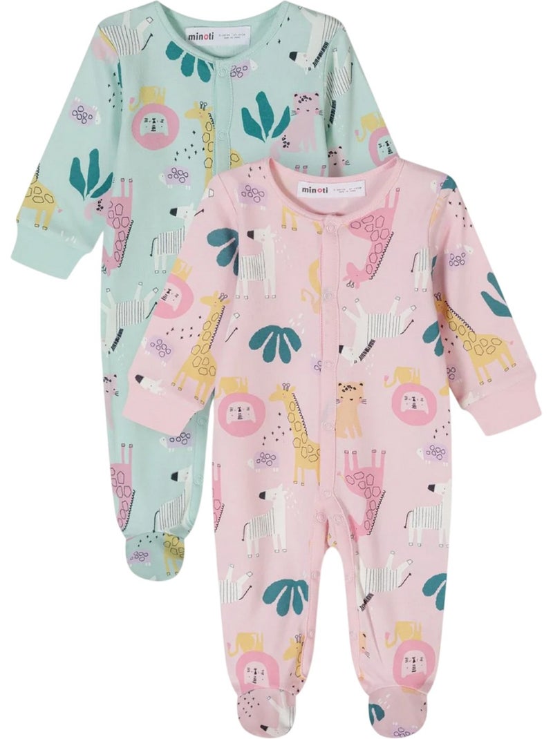Minoti - Grenouillères manches longues motif/style animaux - Bébé fille Menthe - Kiabi