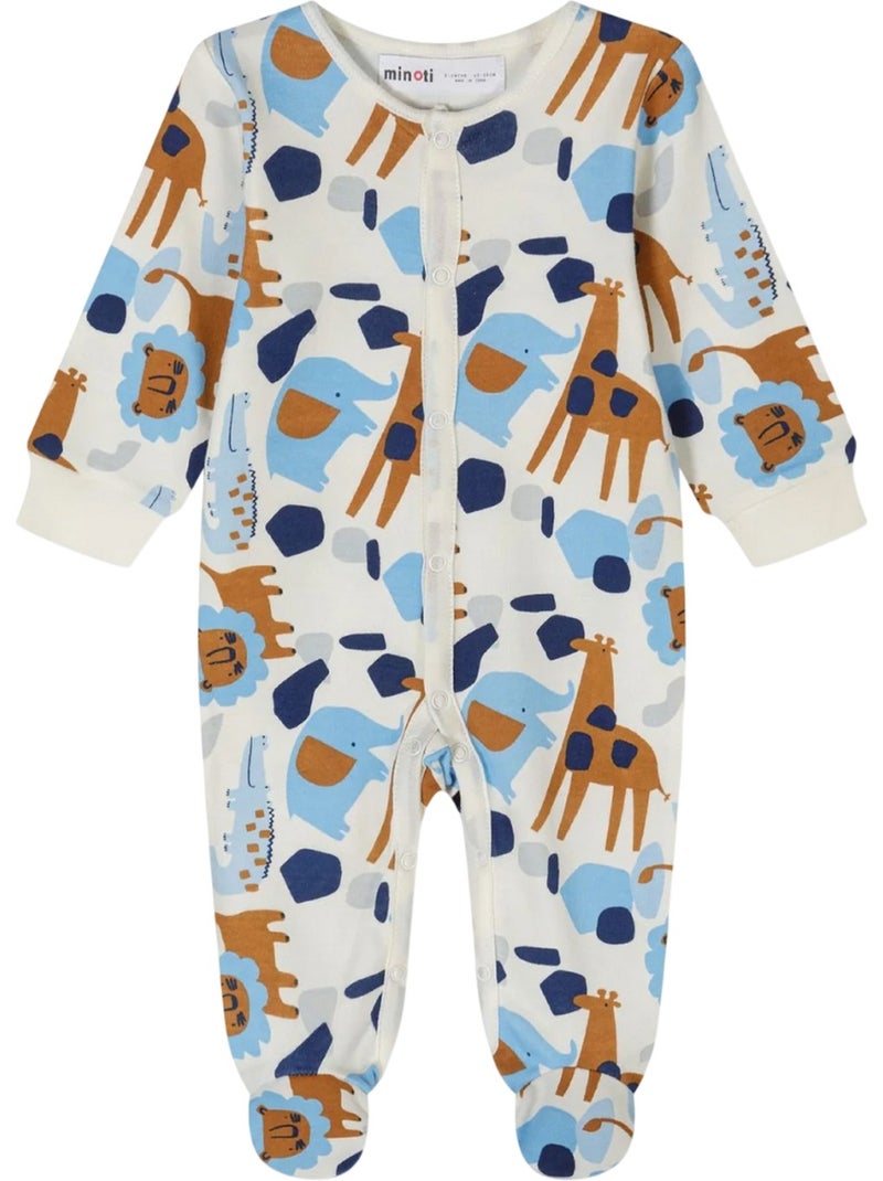 Minoti - Grenouillères manches longues motif/style animaux - Bébé garçon Bleu - Kiabi