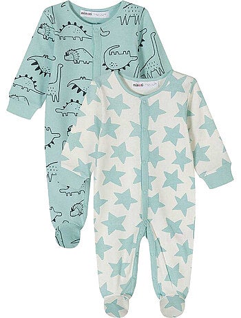 Minoti - Grenouillères manches longues motif/style dinosaures et étoiles - Bébé garçon