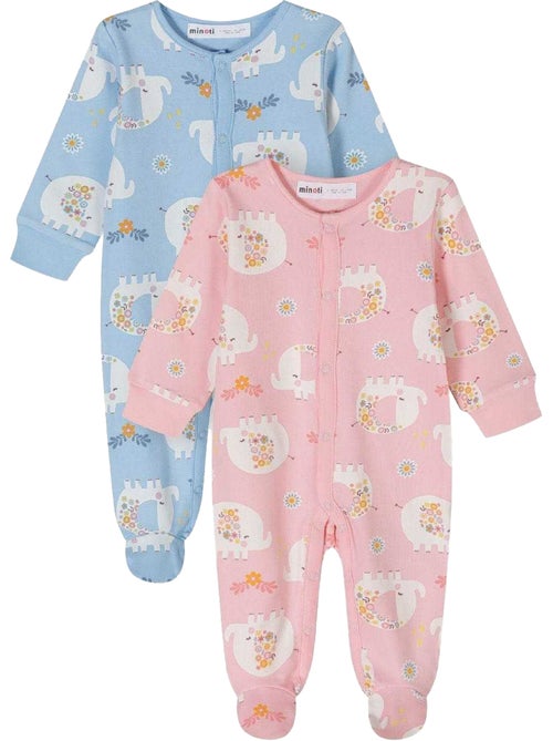 Minoti - Grenouillères manches longues motif/style Éléphant - Bébé fille - Kiabi