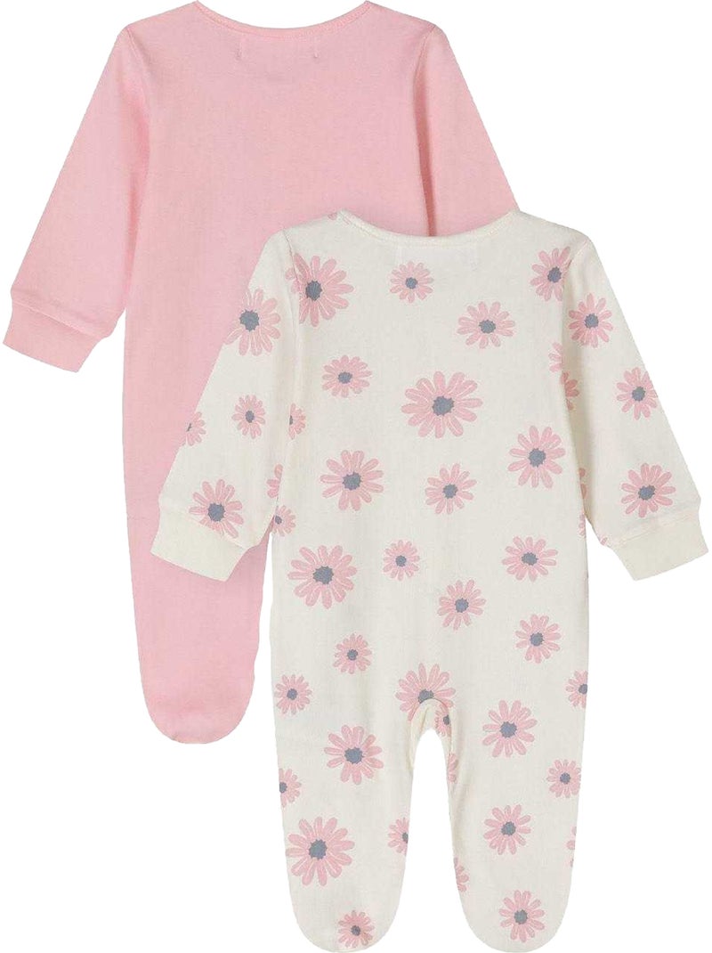 Minoti - Grenouillères manches longues motif/style fleurs - Bébé fille Rose clair - Kiabi