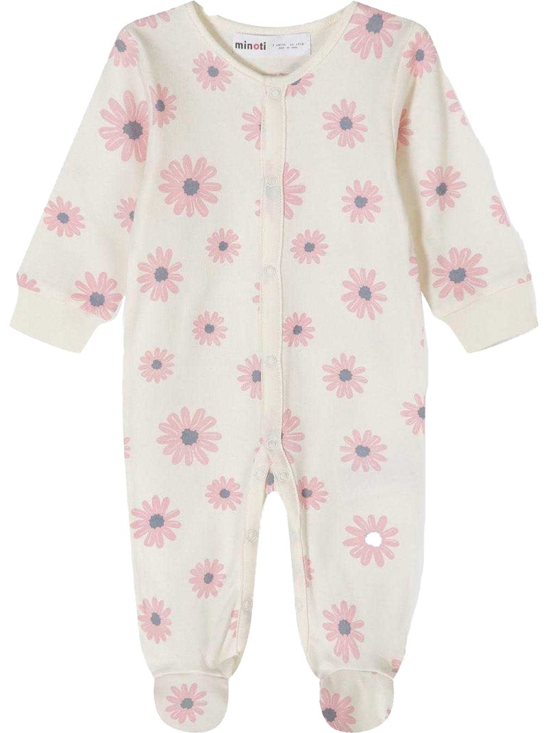 Minoti - Grenouillères manches longues motif/style fleurs - Bébé fille Rose clair - Kiabi