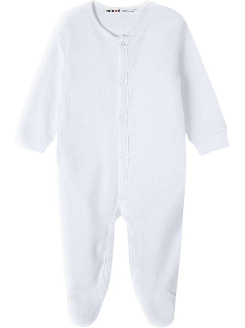 Minoti - Grenouillères manches longues raglan motif/style uni - Bébé Blanc - Kiabi
