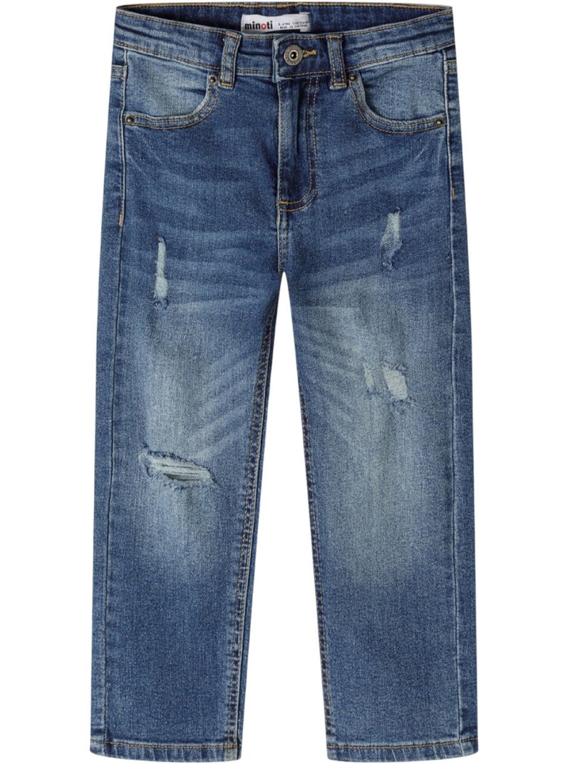 Minoti - Jean motif/style déchiré Bleu - Kiabi