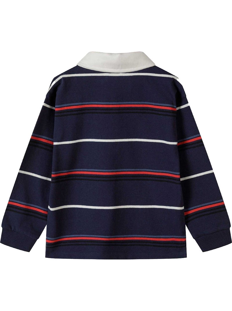 Minoti - Polo manches longues motif/style brodé Bleu - Kiabi