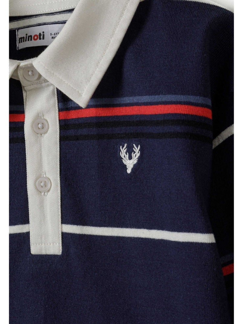 Minoti - Polo manches longues motif/style brodé Bleu - Kiabi
