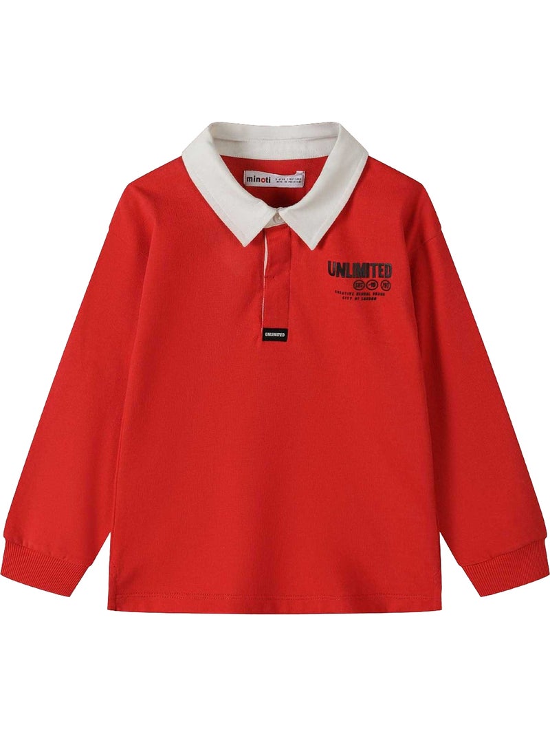 Minoti - Polo manches longues motif/style imprimé Rouge - Kiabi