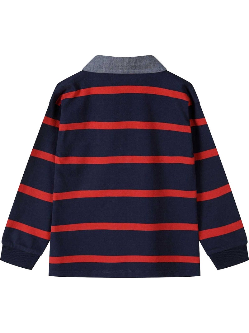Minoti - Polo manches longues motif/style rayé Bleu foncé - Kiabi