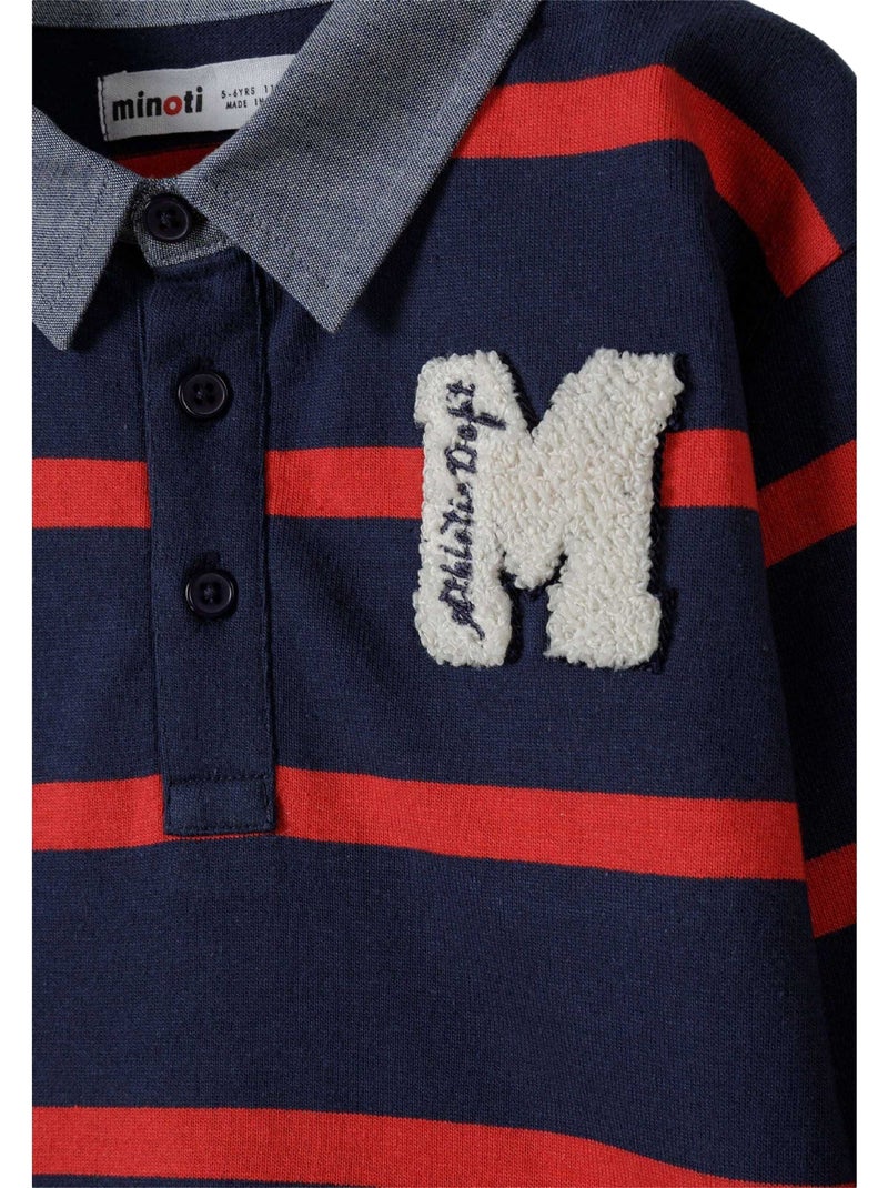 Minoti - Polo manches longues motif/style rayé Bleu foncé - Kiabi