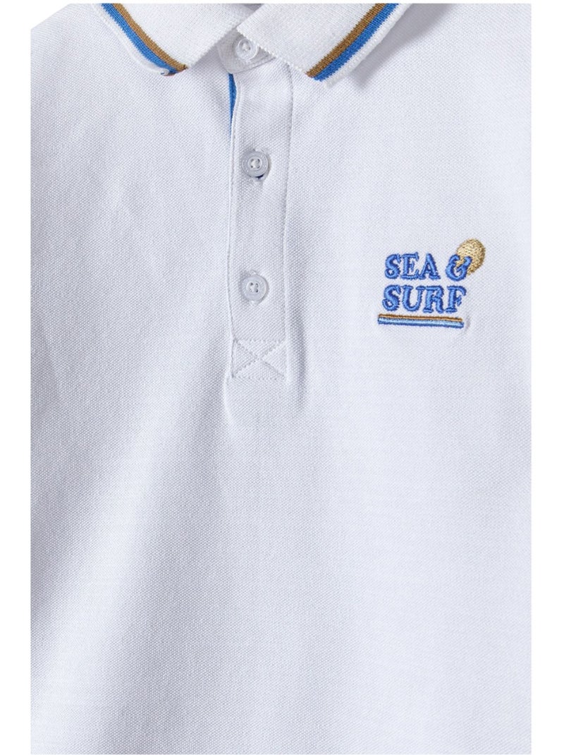 Minoti - Polo motif/style Rayure contrastée sur bord Blanc - Kiabi