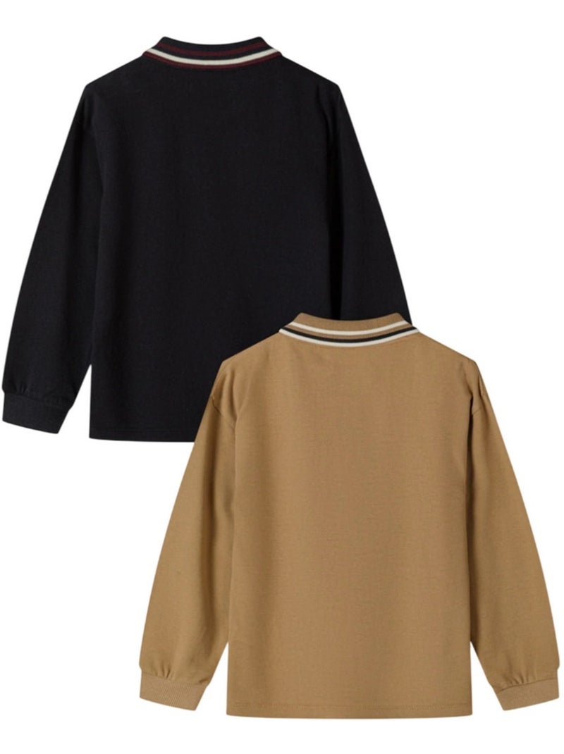 Minoti - Polos manches longues Marron - Kiabi