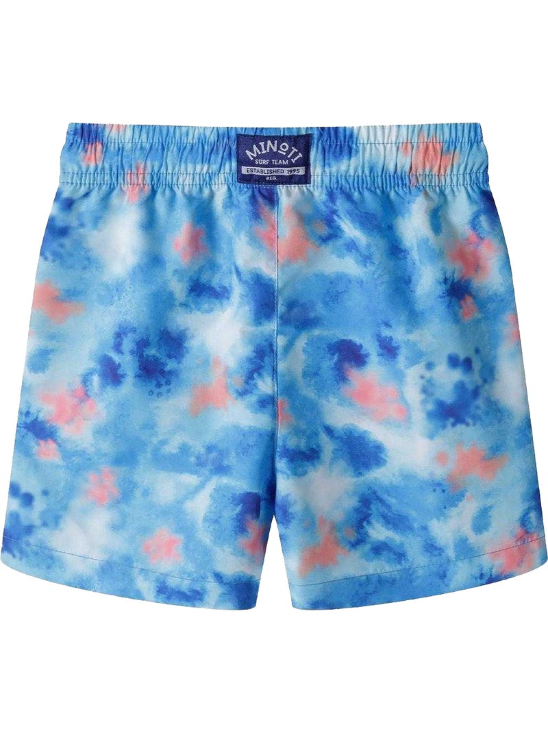 Minoti - Short de bain motif/style Aquarelle Bleu - Kiabi