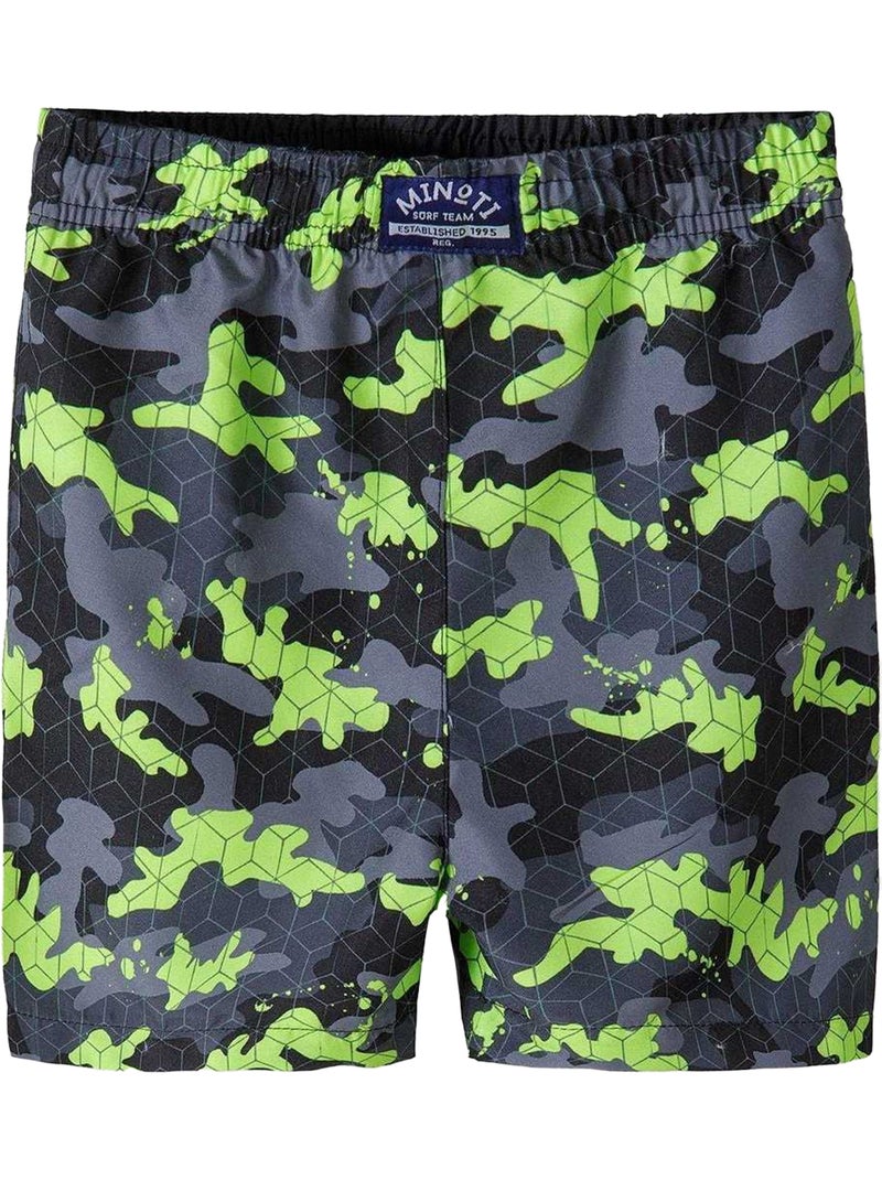 Minoti - Short de bain motif/style camouflage abstrait Vert fluo - Kiabi