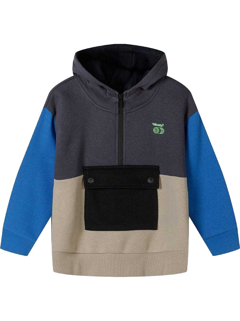 Minoti - Sweat à capuche motif/style blocs de couleurs Gris - Kiabi
