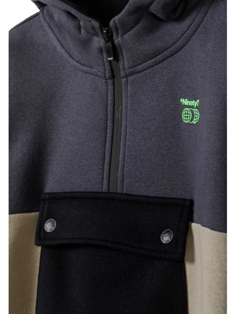 Minoti - Sweat à capuche motif/style blocs de couleurs Gris - Kiabi