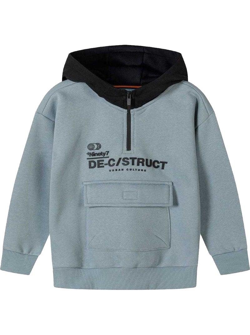 Minoti - Sweat à capuche motif/style imprimé Bleu - Kiabi