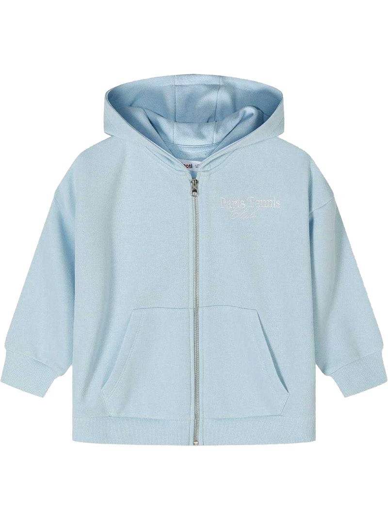 Minoti - Sweat à capuche motif/style logo contrasté Bleu marine/Turquoise - Kiabi