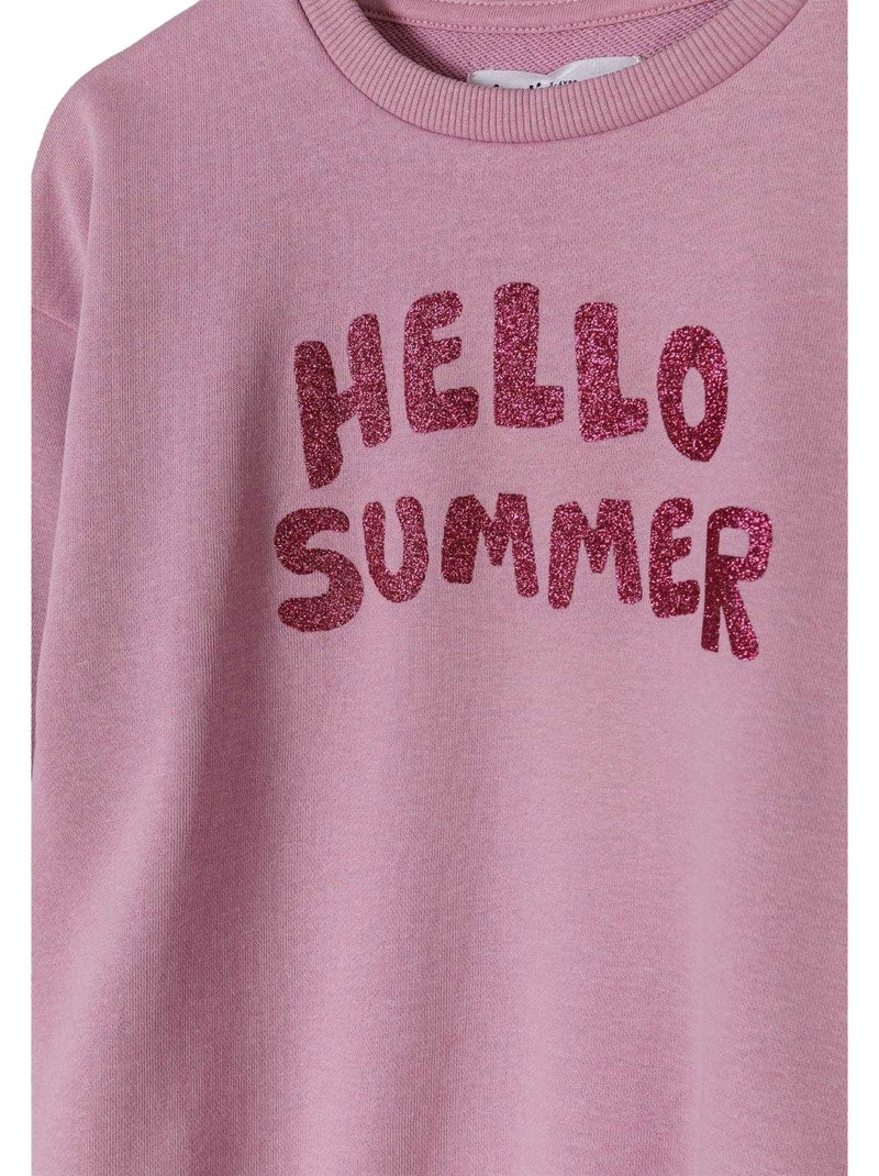 Minoti - Sweat motif/style texte pailleté Mauve lilas - Kiabi