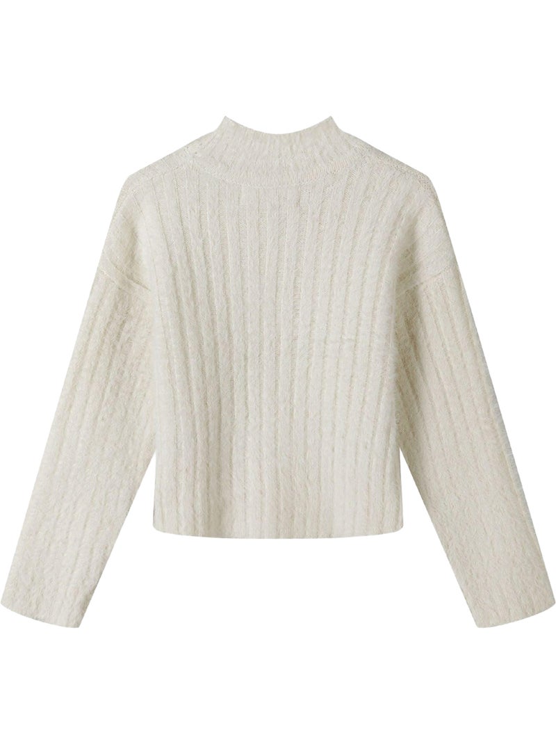 Minoti - Sweat motif/style Tricoté Blanc - Kiabi