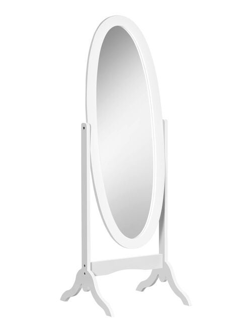 Miroir à pied ovale style shabby chic aspect bois blanc - Kiabi