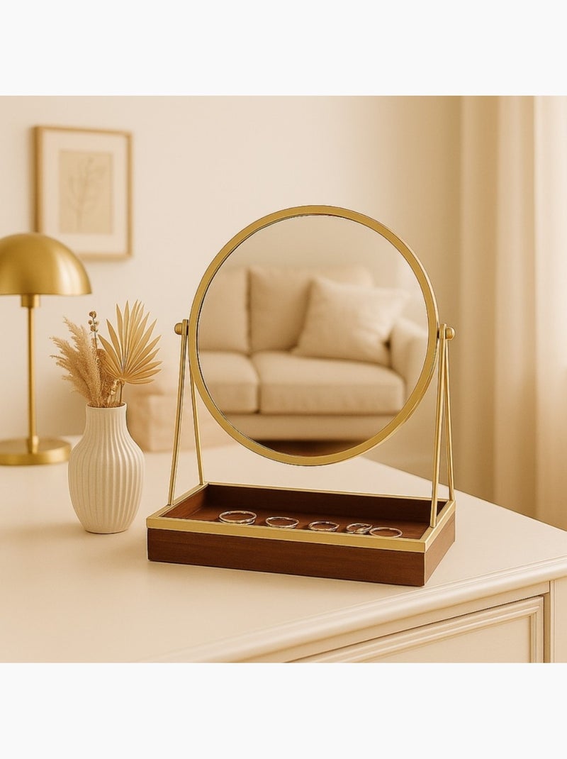 Miroir à poser avec plateau à bijoux 24x28cm Doré - Kiabi