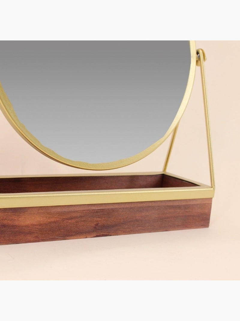 Miroir à poser avec plateau à bijoux 24x28cm Doré - Kiabi