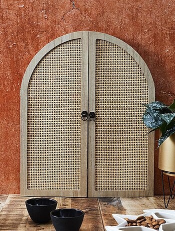 Miroir à volets en cannage