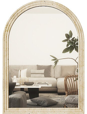 Miroir arche mural design effet pierre clair