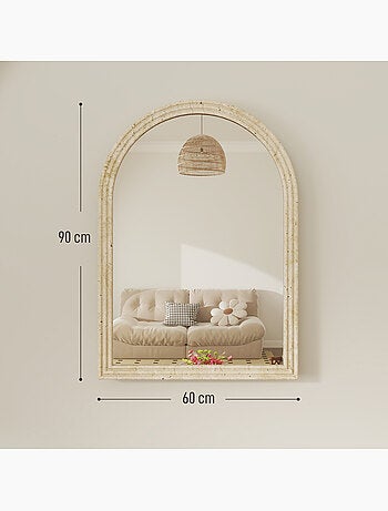 Miroir arche mural design effet pierre clair