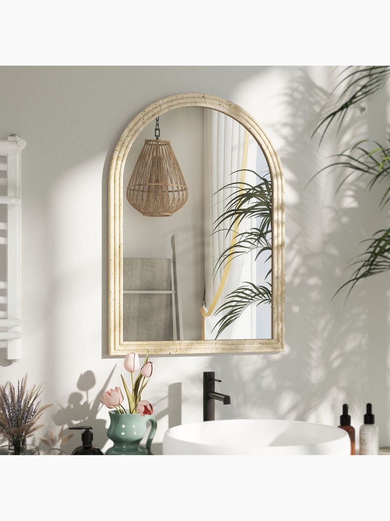 Miroir arche mural design effet pierre clair Beige - Kiabi
