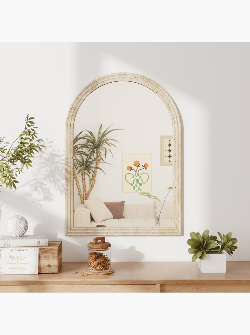Miroir arche mural design effet pierre clair Beige - Kiabi