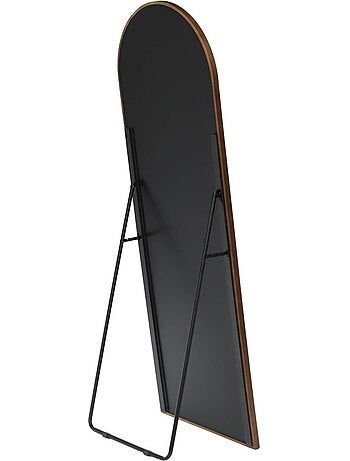 Miroir arche sur pied bois d'hévéa pied en acier 170cm liam