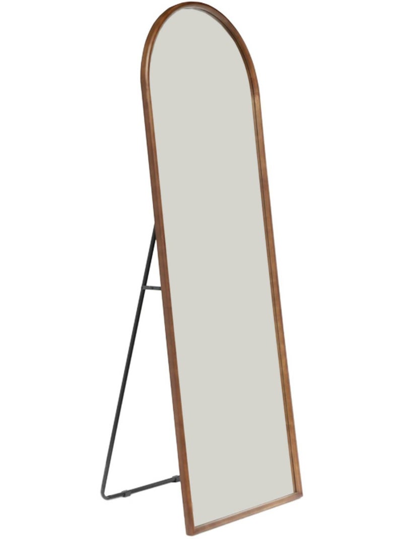 Miroir arche sur pied bois d'hévéa pied en acier 170cm liam Marron foncé - Kiabi