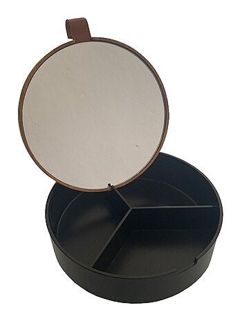 Miroir avec compartiments à bijoux en bambou