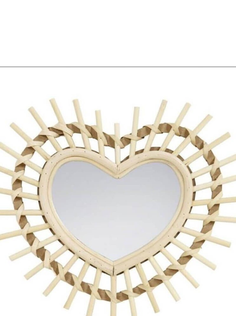 Miroir bambou cœur Beige - Kiabi