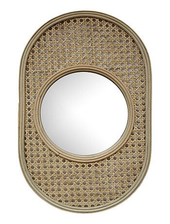 Miroir CANNE en rotin ovale 'Deko&co'